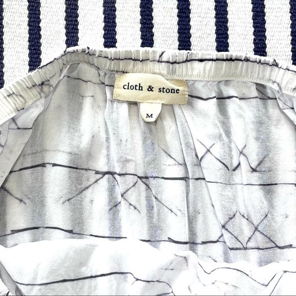 Cloth & Stone Off The Shoulder White Boho Print Cropped Top Small - Picture 5 of 8